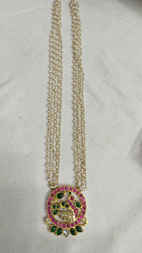 Kundan Peacock Pearl Necklace